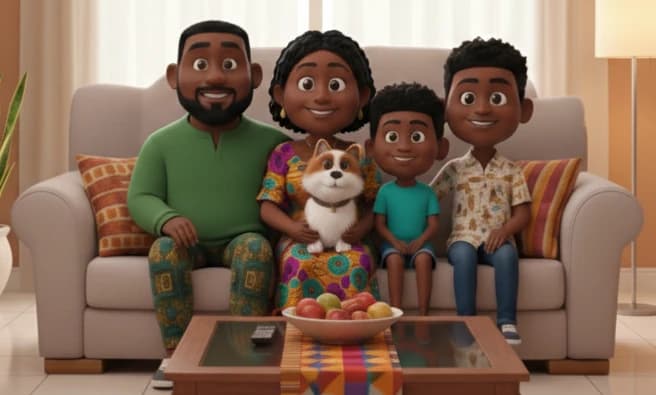 The Comparewells family on their sofa.